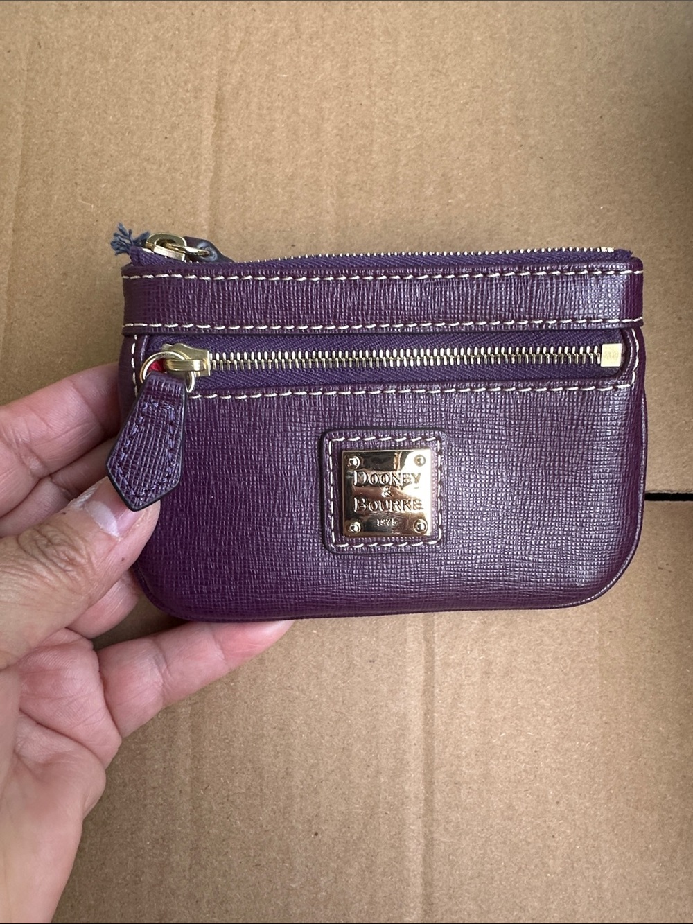 Dooney & Bourke Plum Zip Coin Pouch